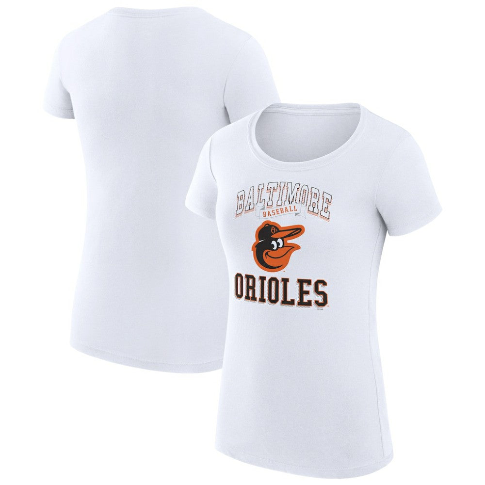 White Baltimore Orioles G-III 4Her by Carl Banks Women's Super-Slim Fit Lightweight Team Logo Graphic T-Shirt