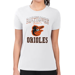 White Baltimore Orioles G-III 4Her by Carl Banks Women's Super-Slim Fit Lightweight Team Logo Graphic T-Shirt