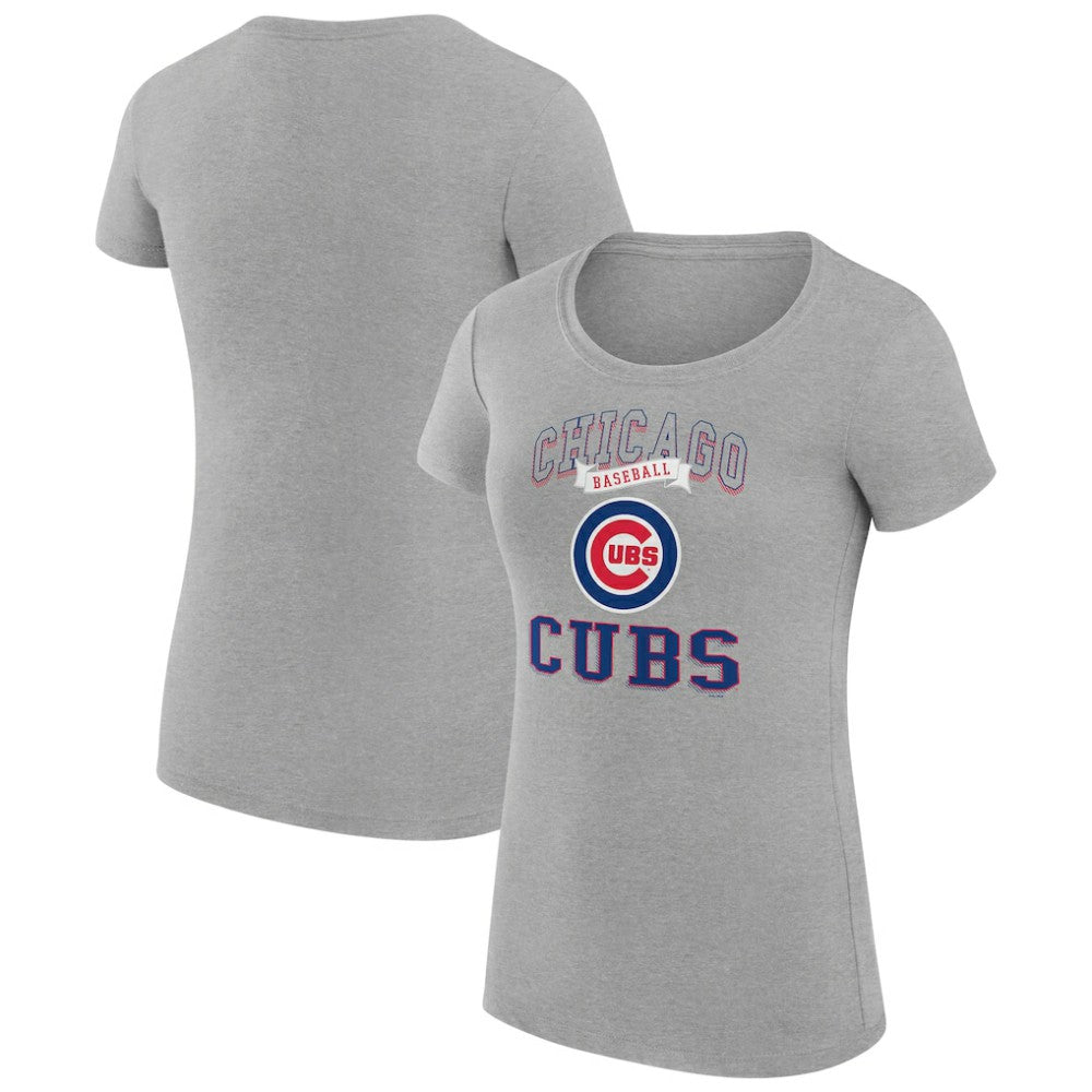 Heather Gray Chicago Cubs G-III 4Her by Carl Banks Women's Super-Slim Fit Lightweight Team Logo Graphic T-Shirt