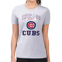 Heather Gray Chicago Cubs G-III 4Her by Carl Banks Women's Super-Slim Fit Lightweight Team Logo Graphic T-Shirt