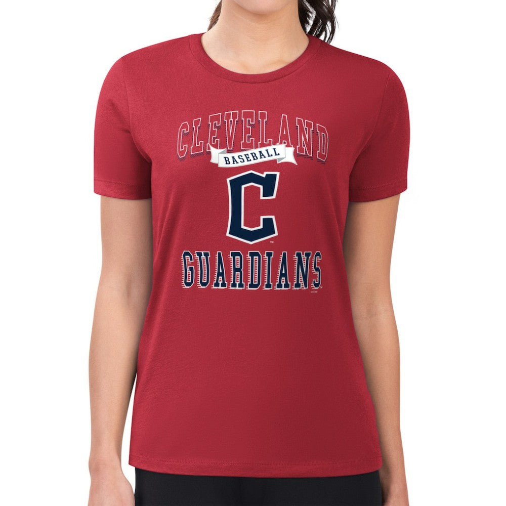 Red Cleveland Guardians G-III 4Her by Carl Banks Women's Super-Slim Fit Lightweight Team Logo Graphic T-Shirt