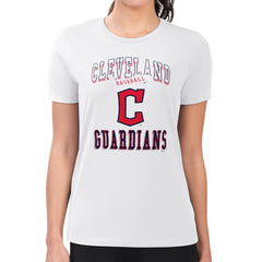 White Cleveland Guardians G-III 4Her by Carl Banks Women's Super-Slim Fit Lightweight Team Logo Graphic T-Shirt