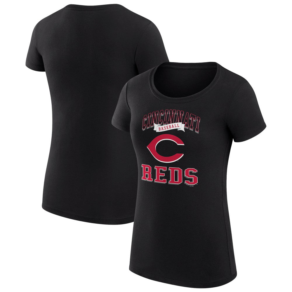 Black Cincinnati Reds G-III 4Her by Carl Banks Women's Super-Slim Fit Lightweight Team Logo Graphic T-Shirt