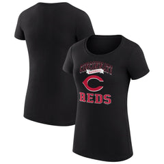 Black Cincinnati Reds G-III 4Her by Carl Banks Women's Super-Slim Fit Lightweight Team Logo Graphic T-Shirt