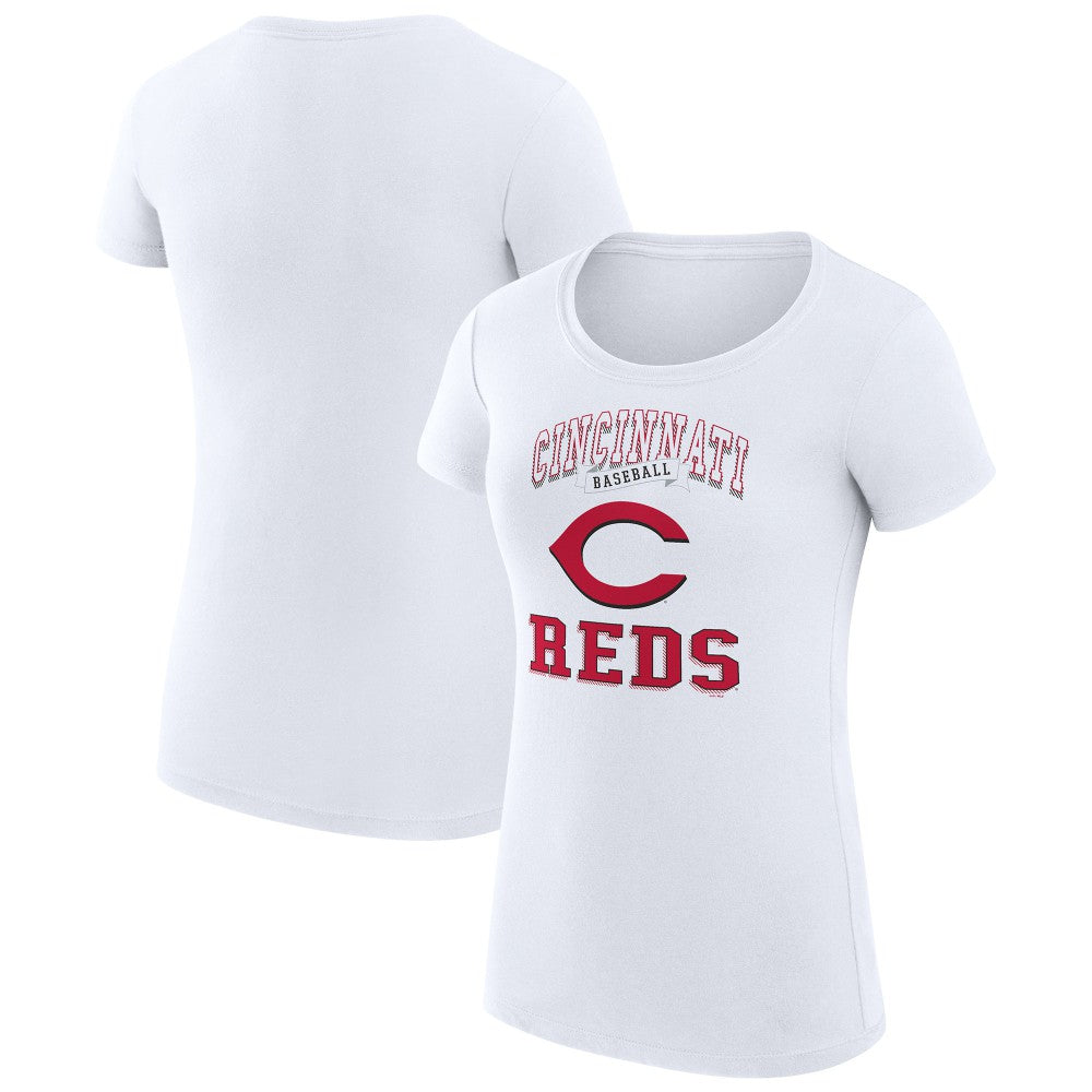 White Cincinnati Reds G-III 4Her by Carl Banks Women's Super-Slim Fit Lightweight Team Logo Graphic T-Shirt
