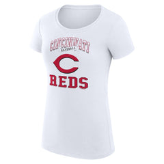 White Cincinnati Reds G-III 4Her by Carl Banks Women's Super-Slim Fit Lightweight Team Logo Graphic T-Shirt