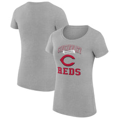 Heather Gray Cincinnati Reds G-III 4Her by Carl Banks Women's Super-Slim Fit Lightweight Team Logo Graphic T-Shirt