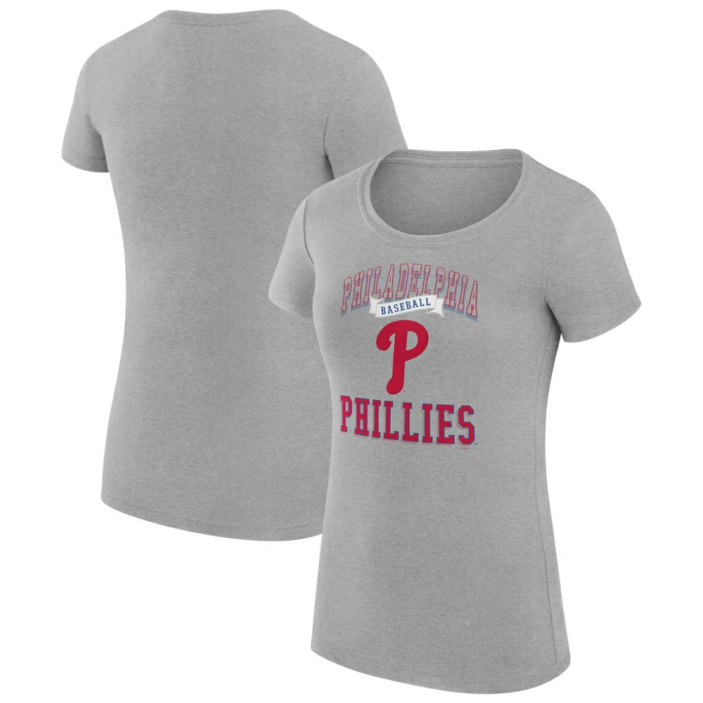 Heather Gray Philadelphia Phillies G-III 4Her by Carl Banks Women's Super-Slim Fit Lightweight Team Logo Graphic T-Shirt