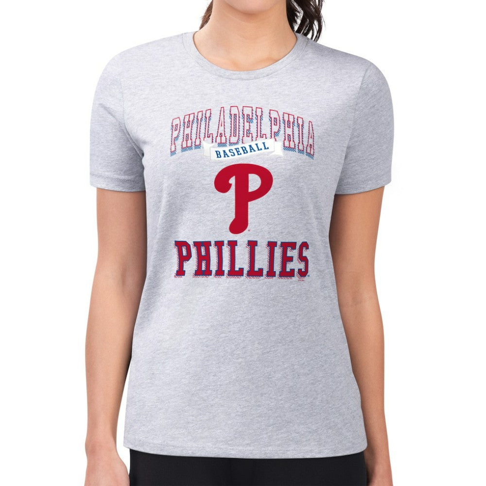 Heather Gray Philadelphia Phillies G-III 4Her by Carl Banks Women's Super-Slim Fit Lightweight Team Logo Graphic T-Shirt