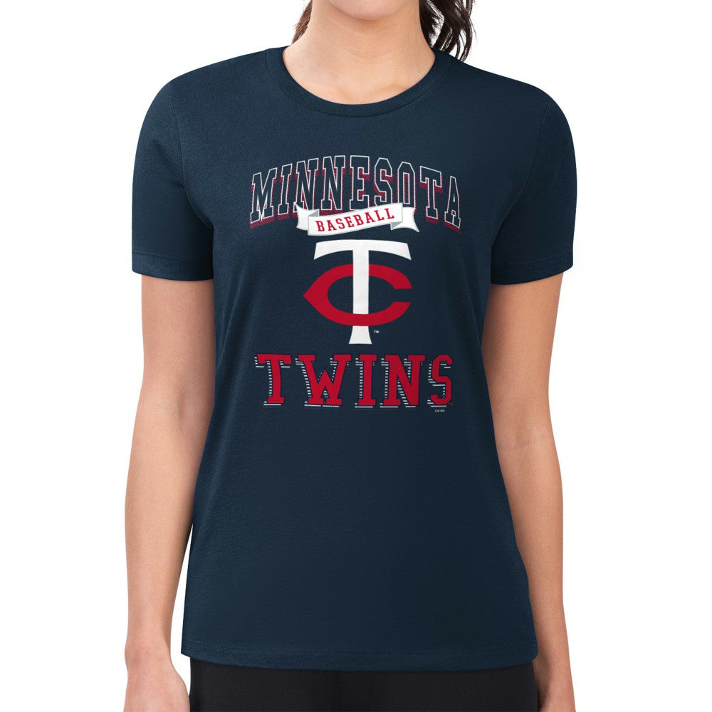 Navy Minnesota Twins G-III 4Her by Carl Banks Women's Super-Slim Fit Lightweight Team Logo Graphic T-Shirt