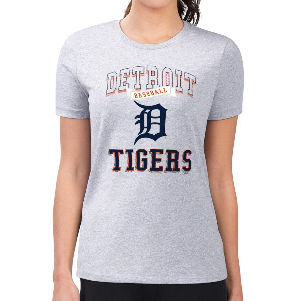 Heather Gray Detroit Tigers G-III 4Her by Carl Banks Women's Super-Slim Fit Lightweight Team Logo Graphic T-Shirt