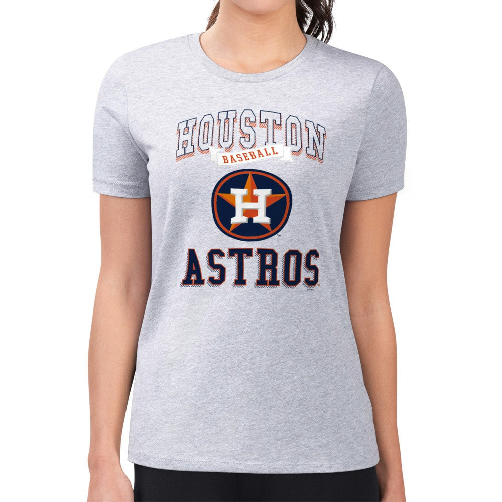 Heather Gray Houston Astros G-III 4Her by Carl Banks Women's Super-Slim Fit Lightweight Team Logo Graphic T-Shirt