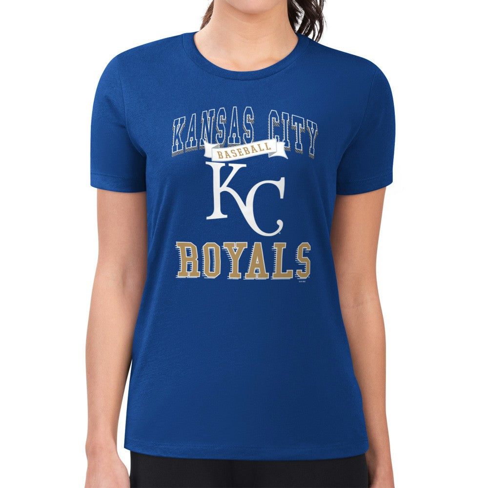 Royal Kansas City Royals G-III 4Her by Carl Banks Women's Super-Slim Fit Lightweight Team Logo Graphic T-Shirt