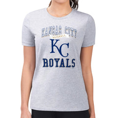 Heather Gray Kansas City Royals G-III 4Her by Carl Banks Women's Super-Slim Fit Lightweight Team Logo Graphic T-Shirt