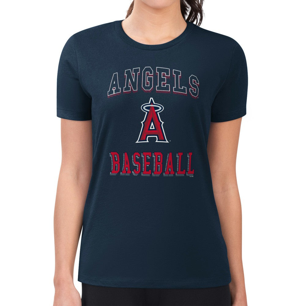 Navy Los Angeles Angels G-III 4Her by Carl Banks Women's Super-Slim Fit Lightweight Team Logo Graphic T-Shirt