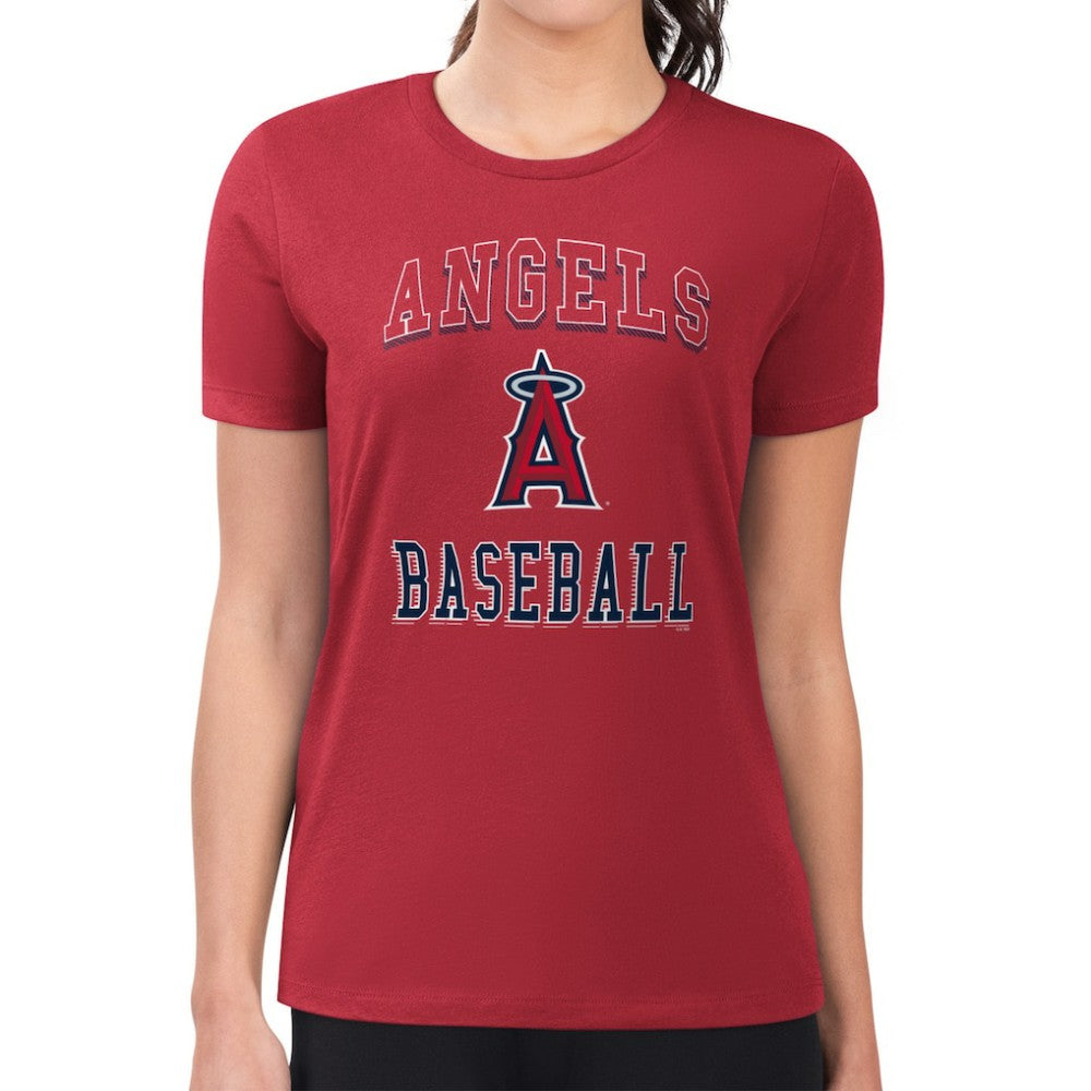 Red Los Angeles Angels G-III 4Her by Carl Banks Women's Super-Slim Fit Lightweight Team Logo Graphic T-Shirt