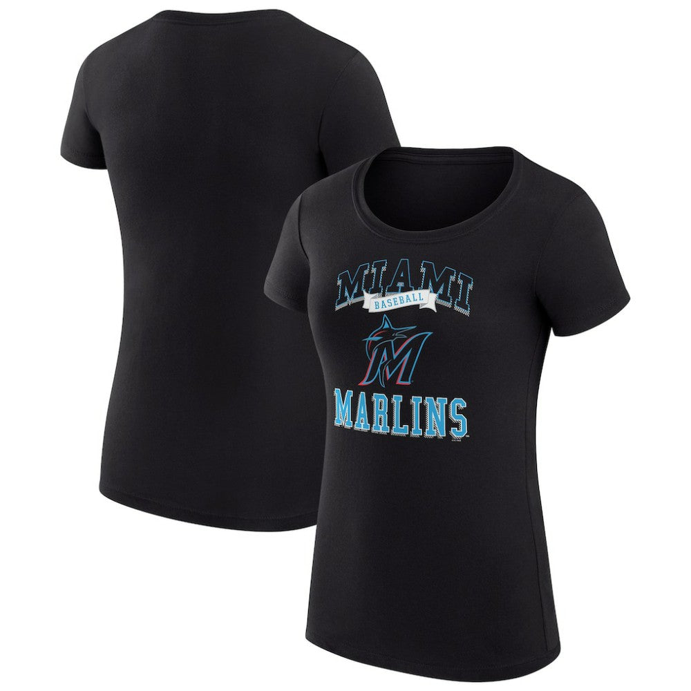 Black Miami Marlins G-III 4Her by Carl Banks Women's Super-Slim Fit Lightweight Team Logo Graphic T-Shirt