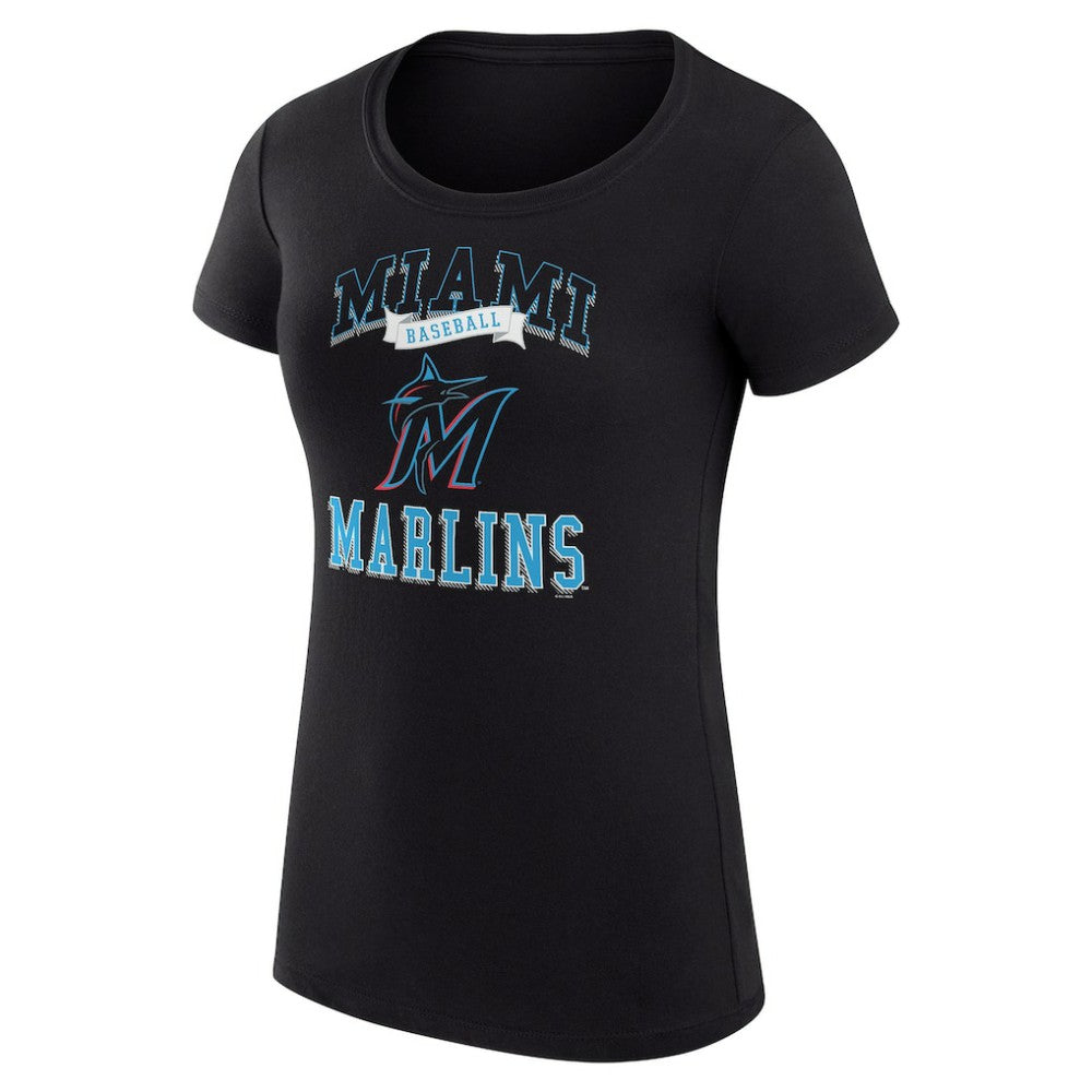 Black Miami Marlins G-III 4Her by Carl Banks Women's Super-Slim Fit Lightweight Team Logo Graphic T-Shirt