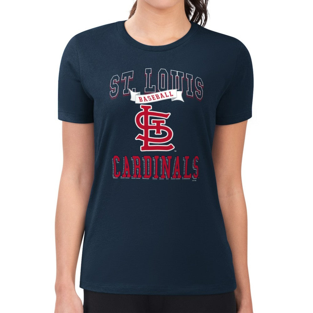 Navy St. Louis Cardinals G-III 4Her by Carl Banks Women's Super-Slim Fit Lightweight Team Logo Graphic T-Shirt