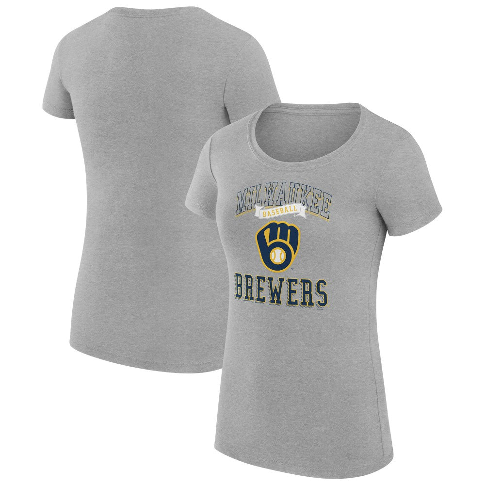 Heather Gray Milwaukee Brewers G-III 4Her by Carl Banks Women's Super-Slim Fit Lightweight Team Logo Graphic T-Shirt