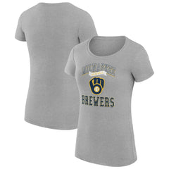 Heather Gray Milwaukee Brewers G-III 4Her by Carl Banks Women's Super-Slim Fit Lightweight Team Logo Graphic T-Shirt