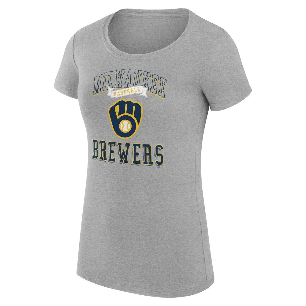 Heather Gray Milwaukee Brewers G-III 4Her by Carl Banks Women's Super-Slim Fit Lightweight Team Logo Graphic T-Shirt