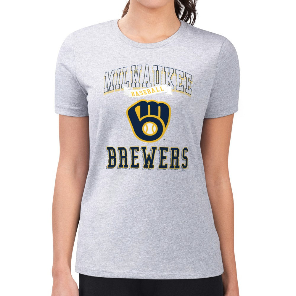 Heather Gray Milwaukee Brewers G-III 4Her by Carl Banks Women's Super-Slim Fit Lightweight Team Logo Graphic T-Shirt