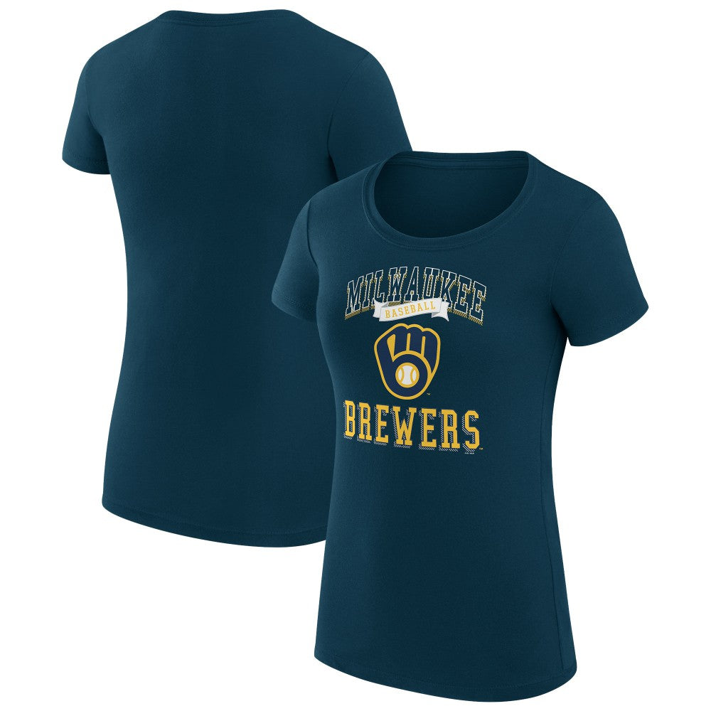 Navy Milwaukee Brewers G-III 4Her by Carl Banks Women's Super-Slim Fit Lightweight Team Logo Graphic T-Shirt