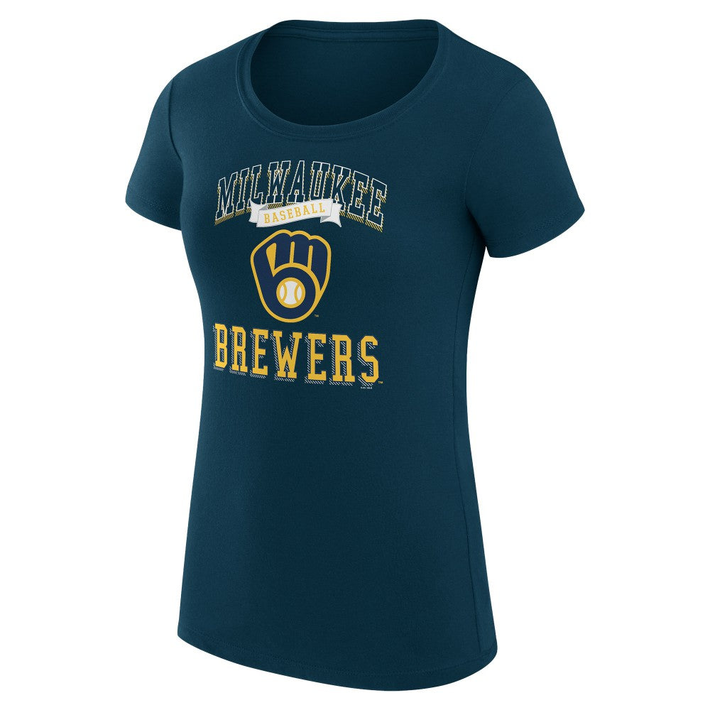 Navy Milwaukee Brewers G-III 4Her by Carl Banks Women's Super-Slim Fit Lightweight Team Logo Graphic T-Shirt