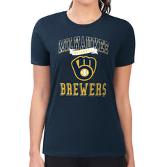 Navy Milwaukee Brewers G-III 4Her by Carl Banks Women's Super-Slim Fit Lightweight Team Logo Graphic T-Shirt