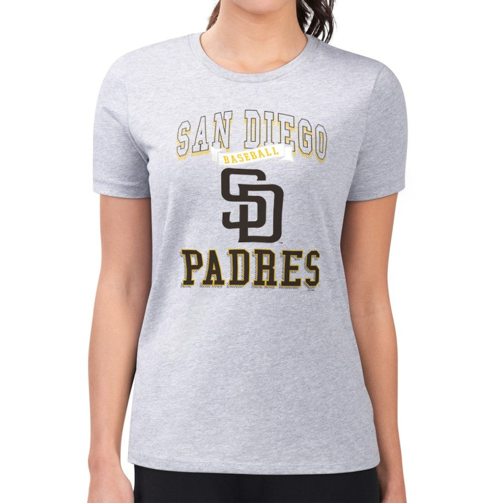 Heather Gray San Diego Padres G-III 4Her by Carl Banks Women's Super-Slim Fit Lightweight Team Logo Graphic T-Shirt
