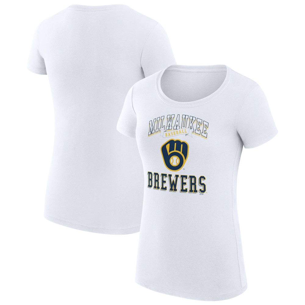 White Milwaukee Brewers G-III 4Her by Carl Banks Women's Super-Slim Fit Lightweight Team Logo Graphic T-Shirt