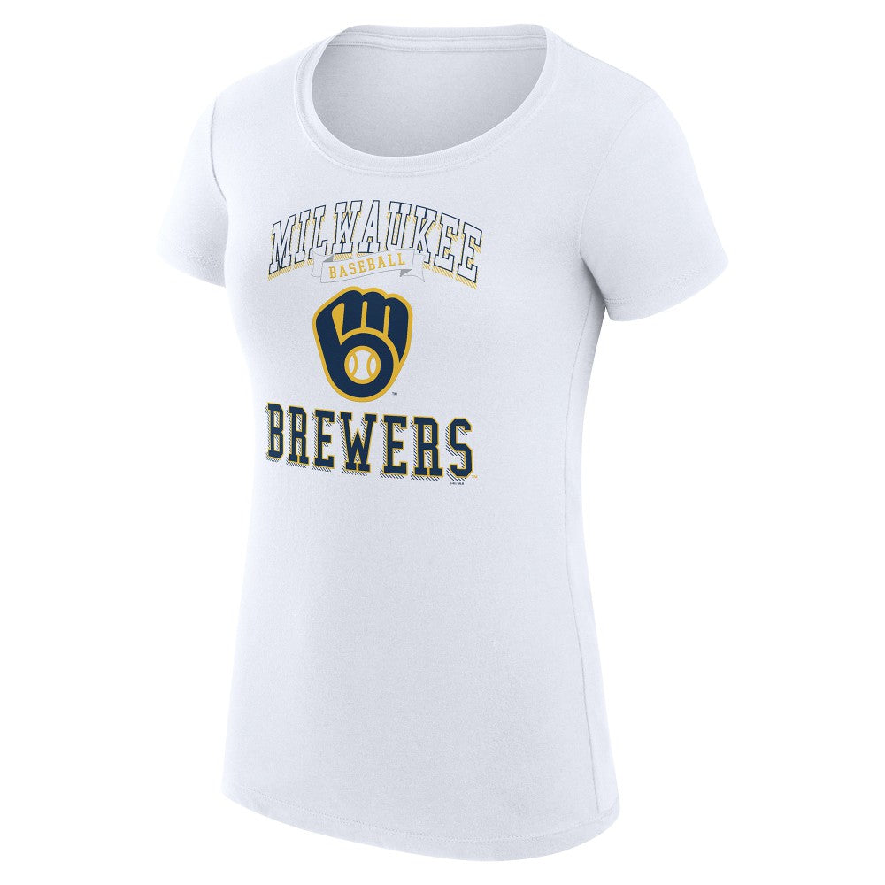 White Milwaukee Brewers G-III 4Her by Carl Banks Women's Super-Slim Fit Lightweight Team Logo Graphic T-Shirt