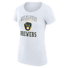 White Milwaukee Brewers G-III 4Her by Carl Banks Women's Super-Slim Fit Lightweight Team Logo Graphic T-Shirt