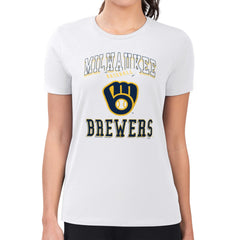 White Milwaukee Brewers G-III 4Her by Carl Banks Women's Super-Slim Fit Lightweight Team Logo Graphic T-Shirt