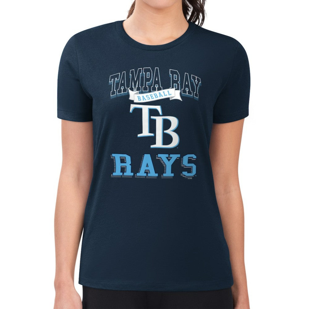 Navy Tampa Bay Rays G-III 4Her by Carl Banks Women's Super-Slim Fit Lightweight Team Logo Graphic T-Shirt