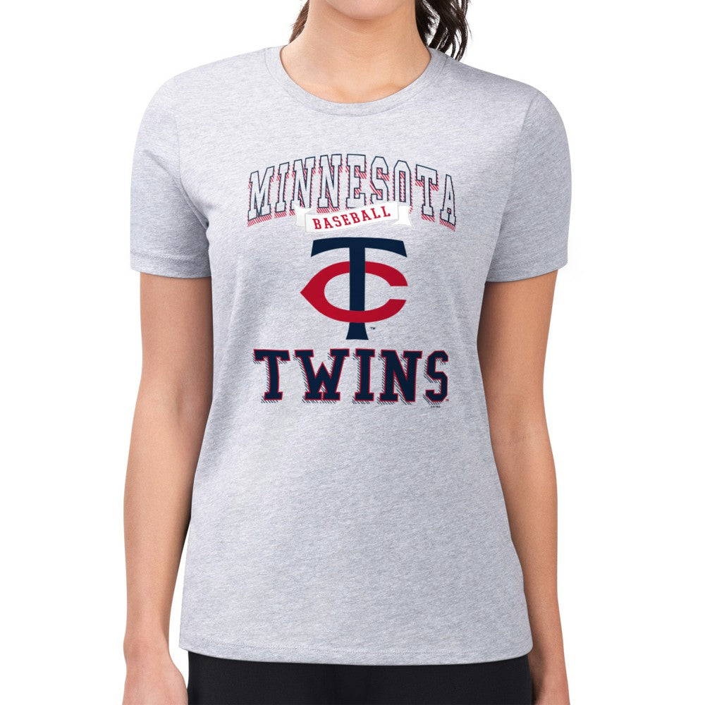 Heather Gray Minnesota Twins G-III 4Her by Carl Banks Women's Super-Slim Fit Lightweight Team Logo Graphic T-Shirt