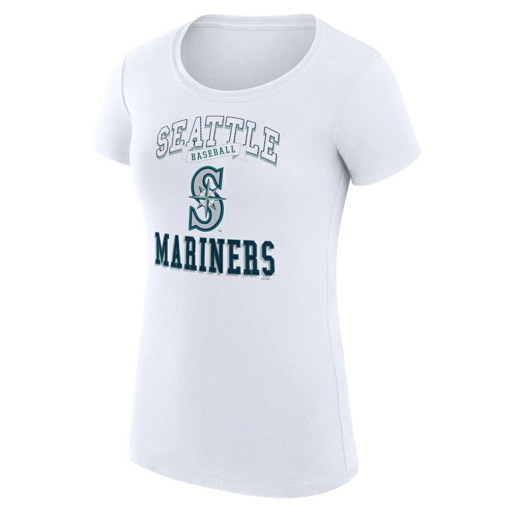 White Seattle Mariners G-III 4Her by Carl Banks Women's Super-Slim Fit Lightweight Team Logo Graphic T-Shirt