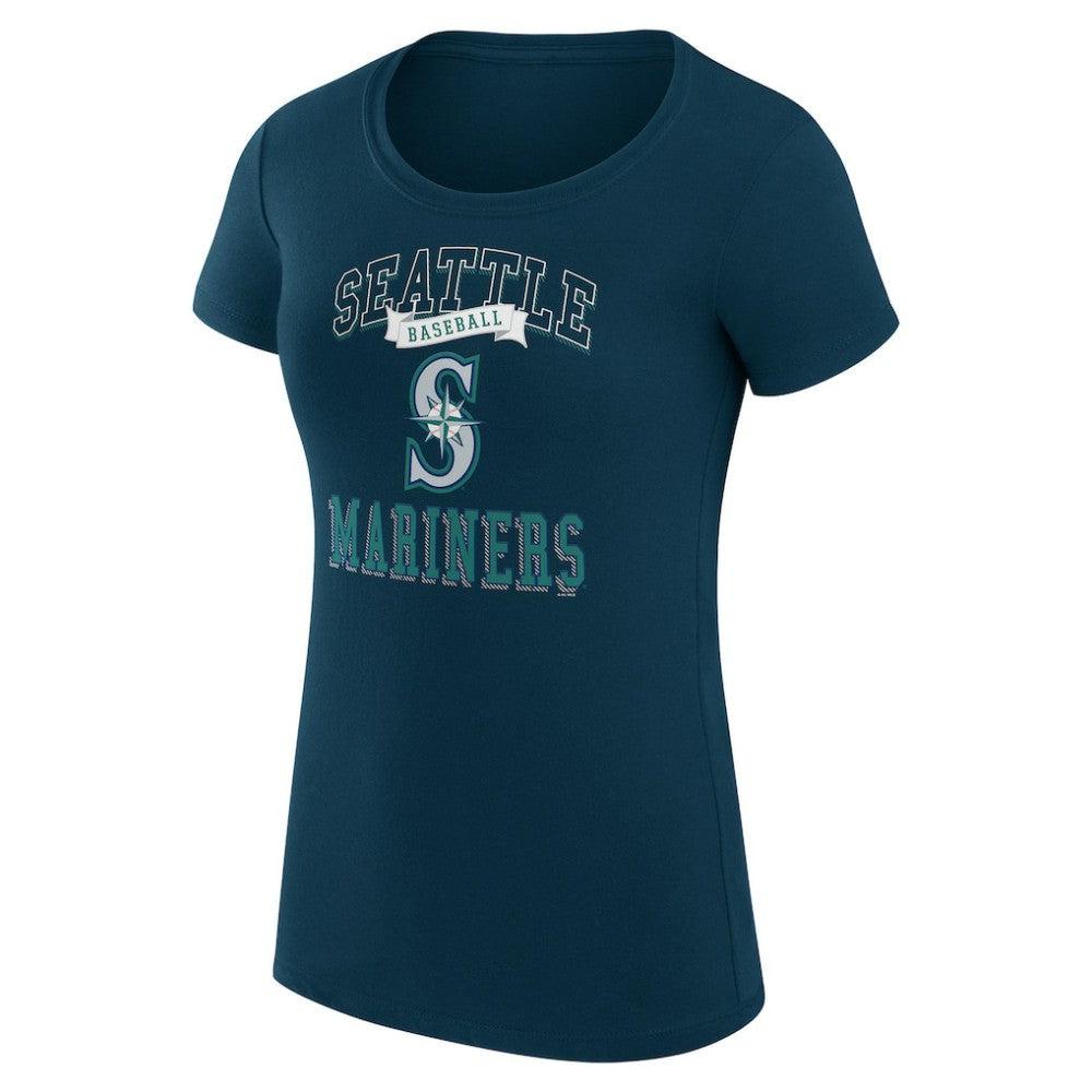 Navy Seattle Mariners G-III 4Her by Carl Banks Women's Super-Slim Fit Lightweight Team Logo Graphic T-Shirt