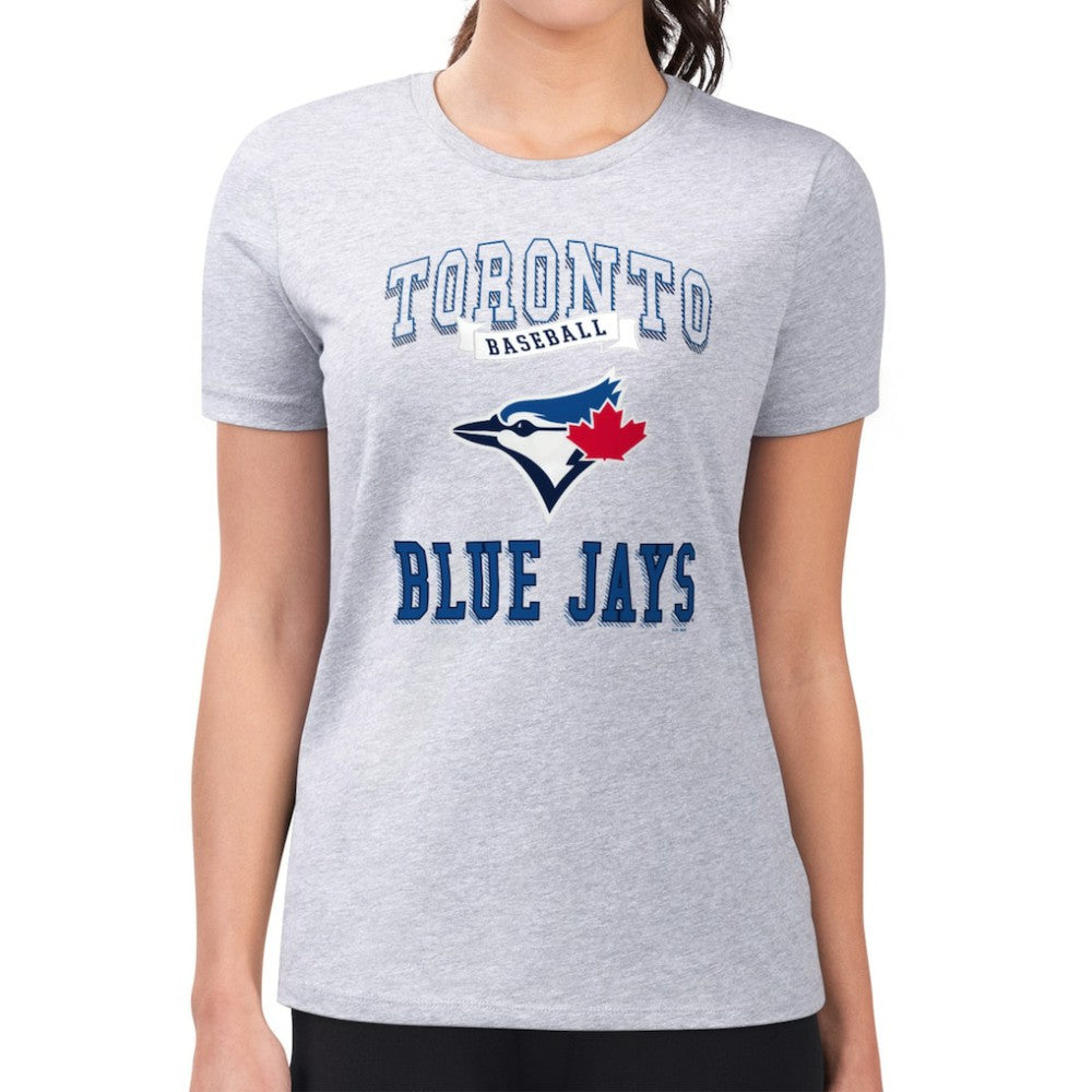 Heather Gray Toronto Blue Jays G-III 4Her by Carl Banks Women's Super-Slim Fit Lightweight Team Logo Graphic T-Shirt