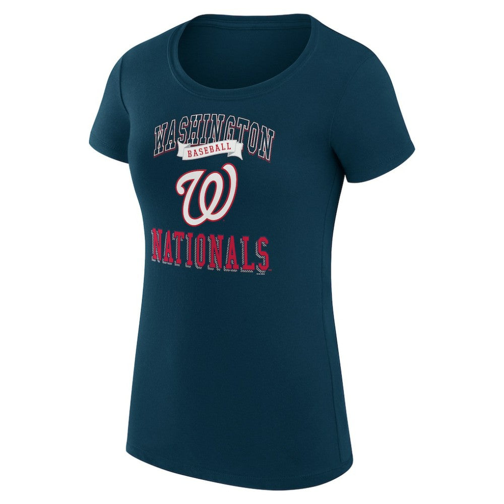 Navy Washington Nationals G-III 4Her by Carl Banks Women's Super-Slim Fit Lightweight Team Logo Graphic T-Shirt