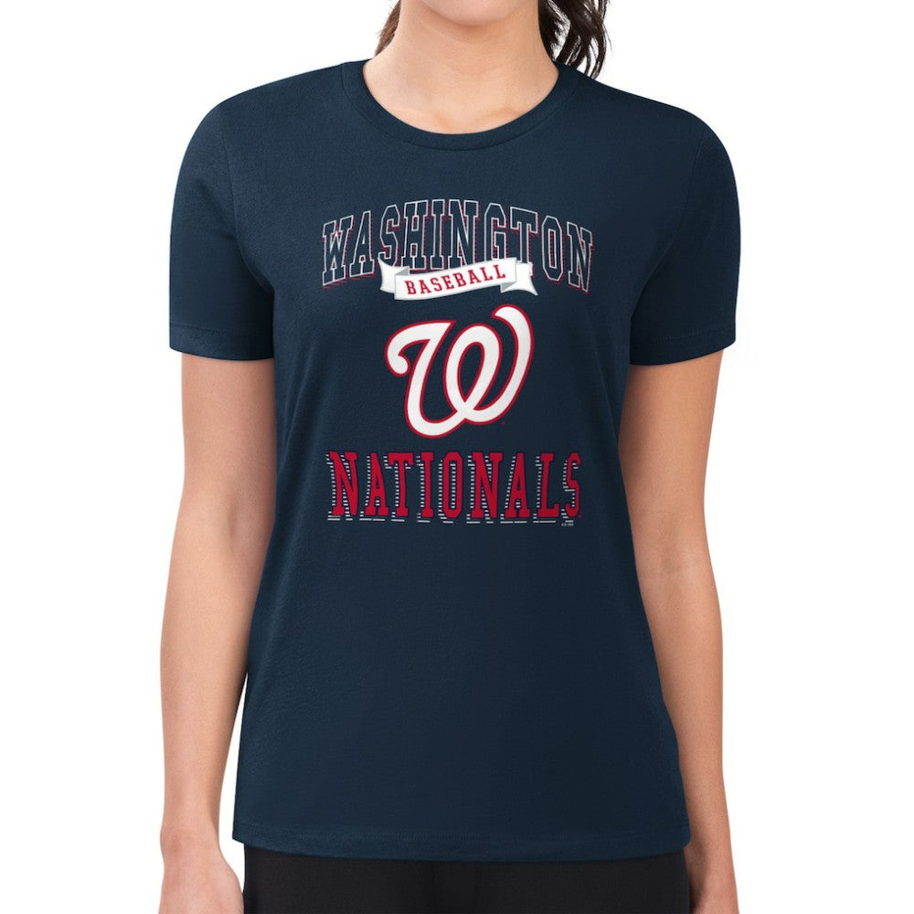 Navy Washington Nationals G-III 4Her by Carl Banks Women's Super-Slim Fit Lightweight Team Logo Graphic T-Shirt