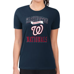 Navy Washington Nationals G-III 4Her by Carl Banks Women's Super-Slim Fit Lightweight Team Logo Graphic T-Shirt