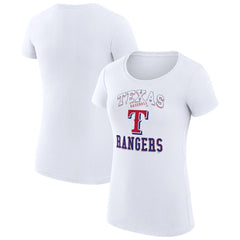White Texas Rangers G-III 4Her by Carl Banks Women's Super-Slim Fit Lightweight Team Logo Graphic T-Shirt