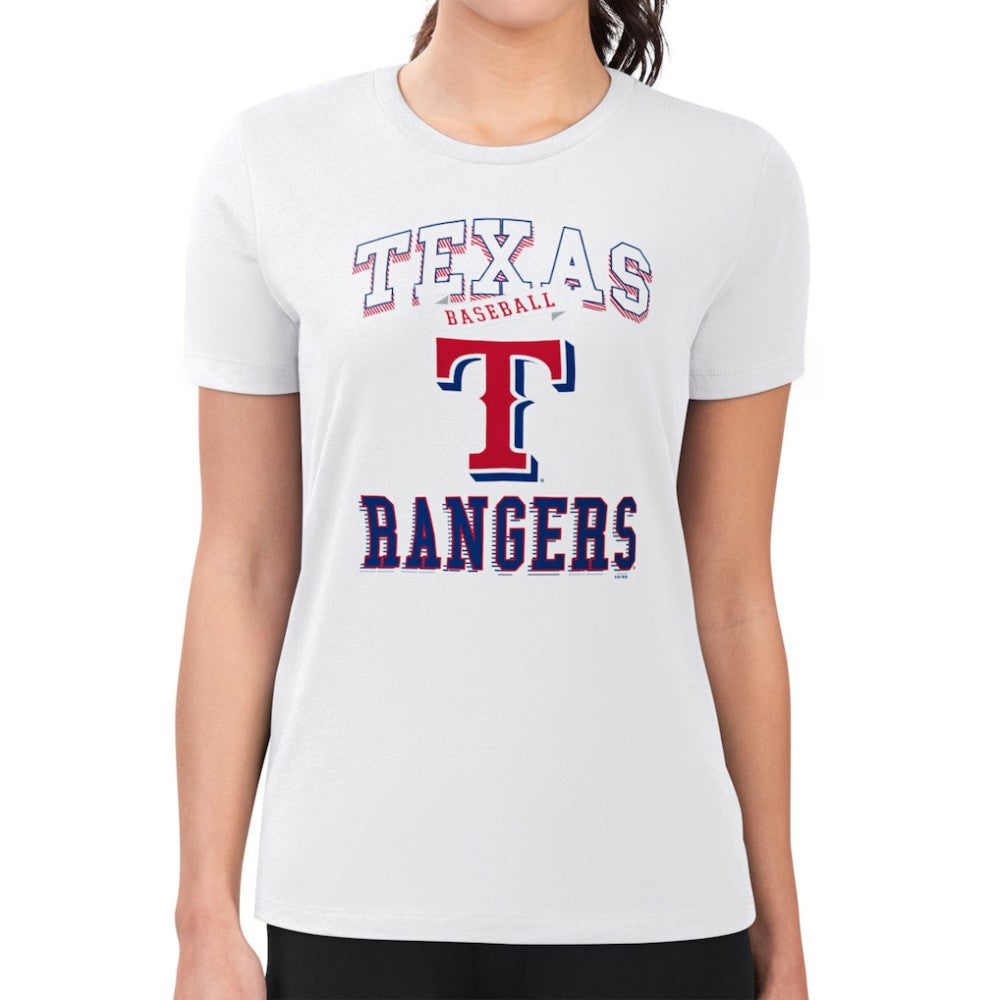 White Texas Rangers G-III 4Her by Carl Banks Women's Super-Slim Fit Lightweight Team Logo Graphic T-Shirt