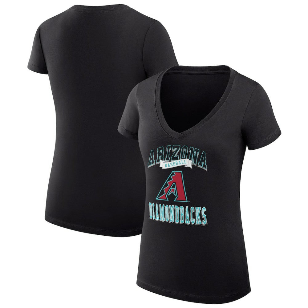 Black Arizona Diamondbacks G-III 4Her by Carl Banks Women's Super-Slim Fit Lightweight Team Logo Graphic V-Neck T-Shirt