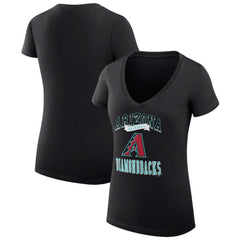 Black Arizona Diamondbacks G-III 4Her by Carl Banks Women's Super-Slim Fit Lightweight Team Logo Graphic V-Neck T-Shirt
