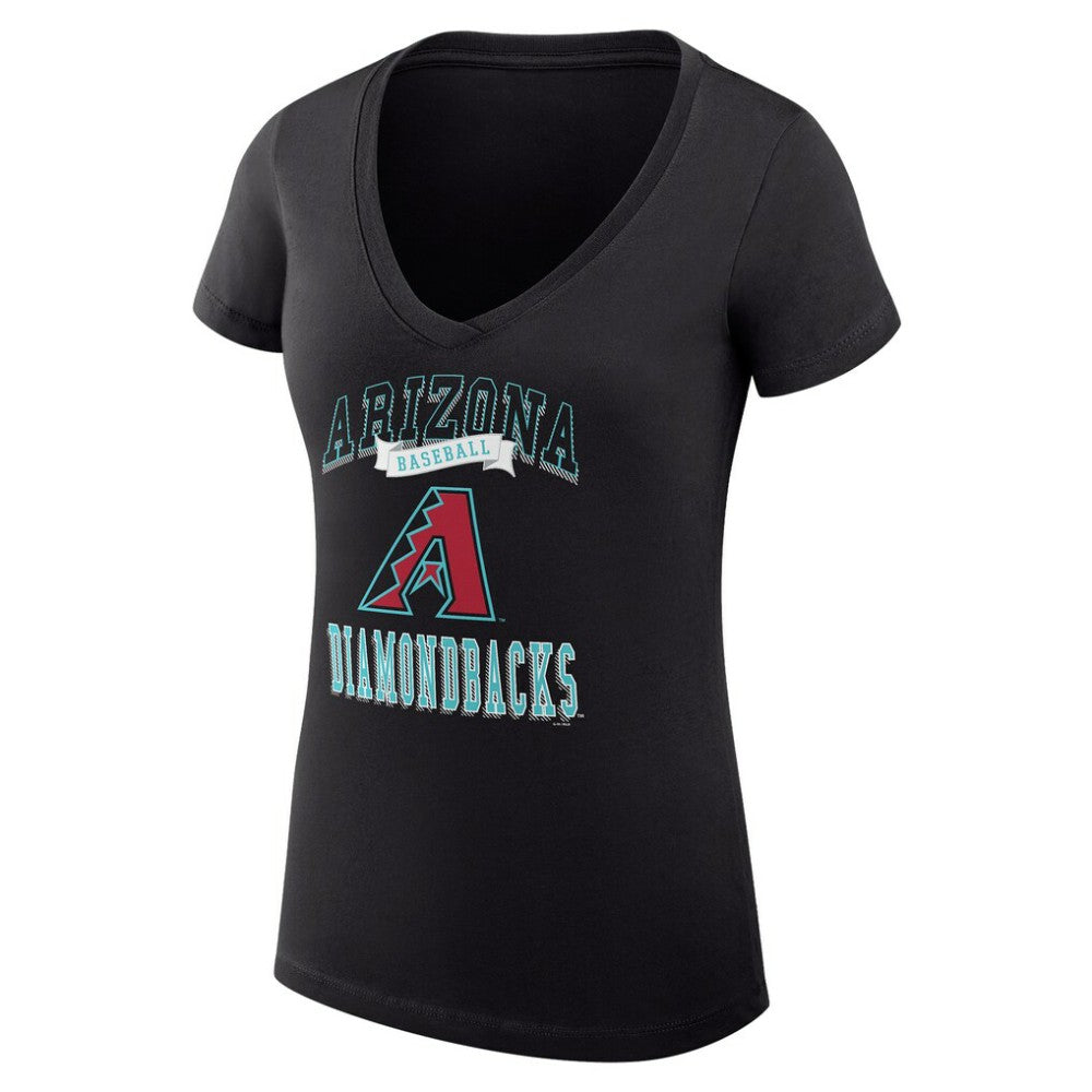 Black Arizona Diamondbacks G-III 4Her by Carl Banks Women's Super-Slim Fit Lightweight Team Logo Graphic V-Neck T-Shirt