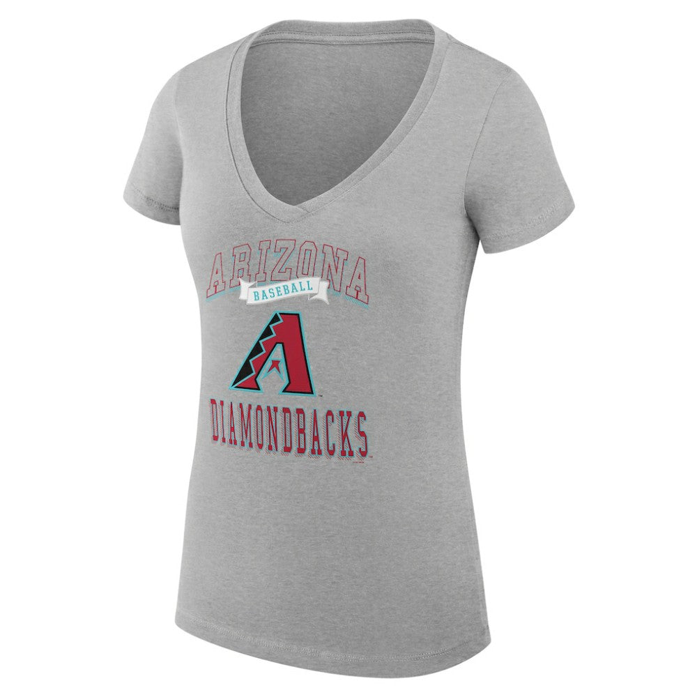 Heather Gray Arizona Diamondbacks G-III 4Her by Carl Banks Women's Super-Slim Fit Lightweight Team Logo Graphic V-Neck T-Shirt