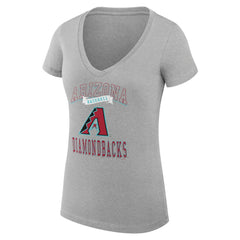 Heather Gray Arizona Diamondbacks G-III 4Her by Carl Banks Women's Super-Slim Fit Lightweight Team Logo Graphic V-Neck T-Shirt